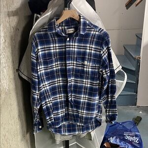 Taylor Stitch Blue and White Plaid Button-Down Shirt